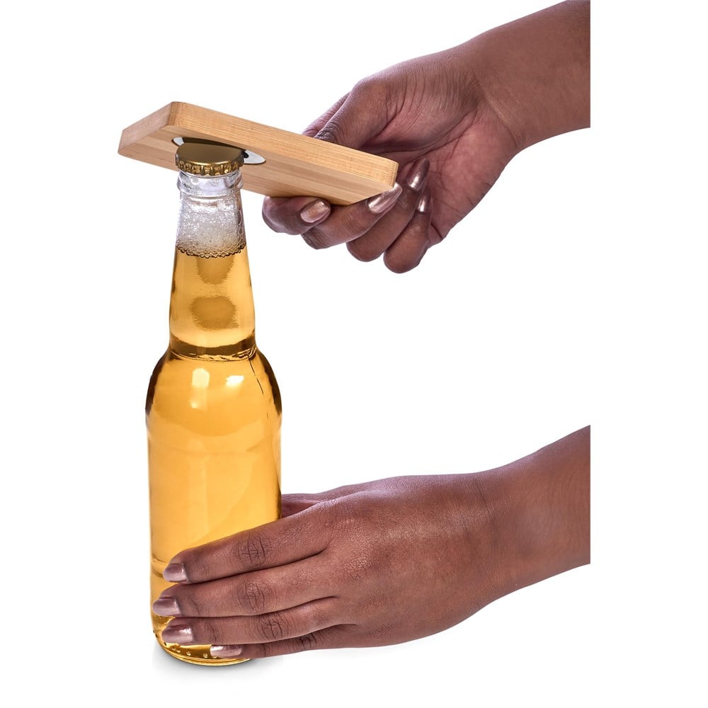 6 Packed Bamboo Bottle Opener Coasters